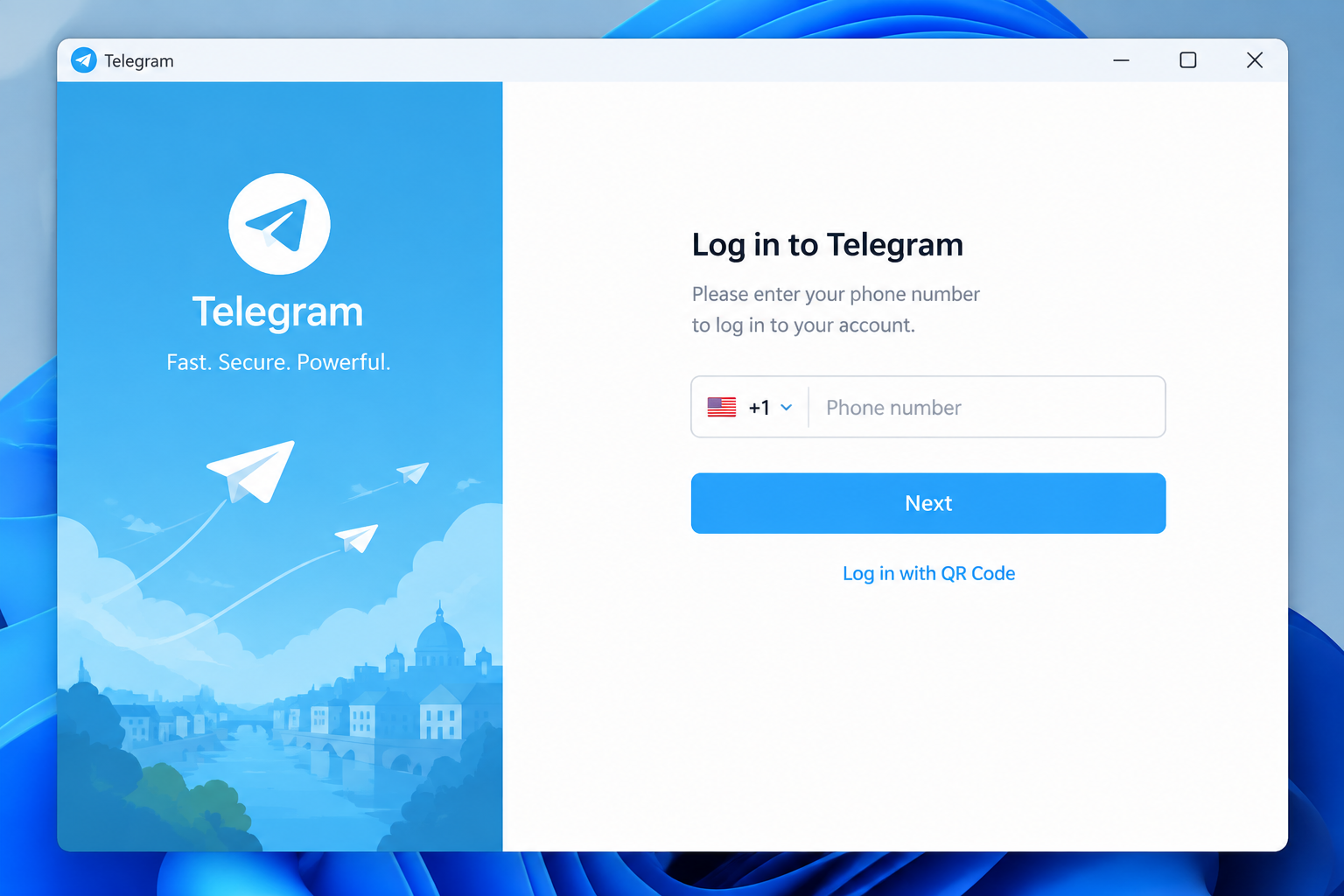 Telegram电脑版登录界面
