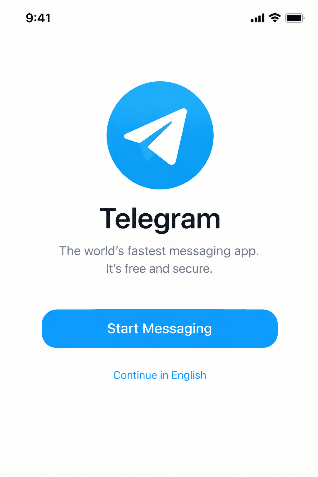 Telegram注册开始页面